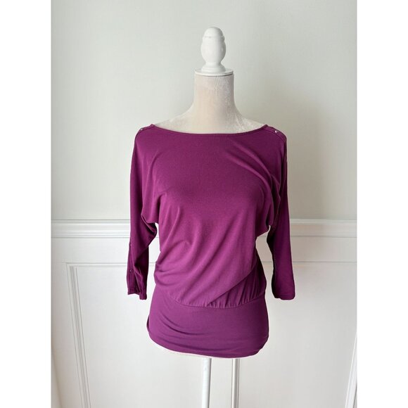 White House Black Market Fuchsia Stretch Jersey Dolman Top S - Picture 1 of 5